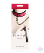 Sex collars for women — Pink Sinful Collar by nsnovelties, stamped vinyl bondage collar in pink