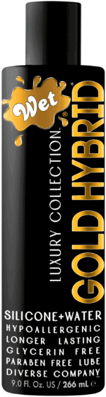 wet gold hybrid lubricant Water Silicone Blend by Wet (side view)
