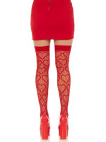 lace thigh high stockings with garter Heart Net Highs Red by Leg Avenue