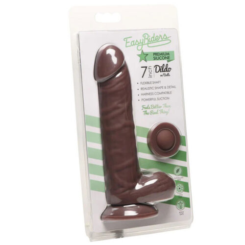 7 Inch Dildo Easy Riders 7&Quot; Silicone With Balls Brown By Curve Toys