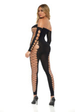fishnet thigh hi with back seam Bodystocking Black by Pink Lipstick