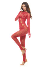 split up lace bodystocking - black - os Red by Rene Rofe