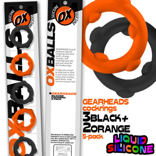 Cock Rings Near Me Gearheads 5 Pack Spinner Orange By Oxballs
