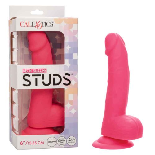 Neon Silicone Dildo Studs 6 Inch Pink By Calexotics