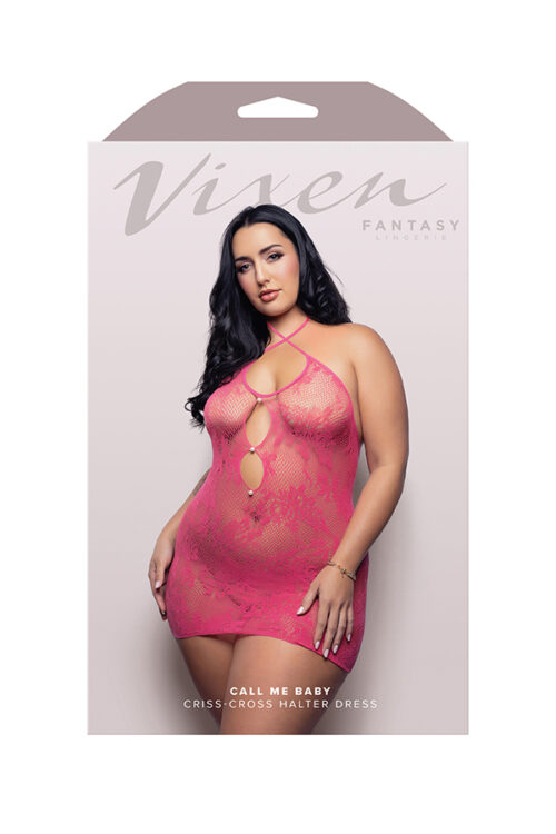 Call Me Baby Criss-Cross Halter Dress Pink By Fantasy Lingerie