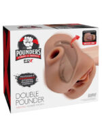 vibrating male masturbator Pdx Plus Double Pounder Squeeze Stroker Brown by Pipedream