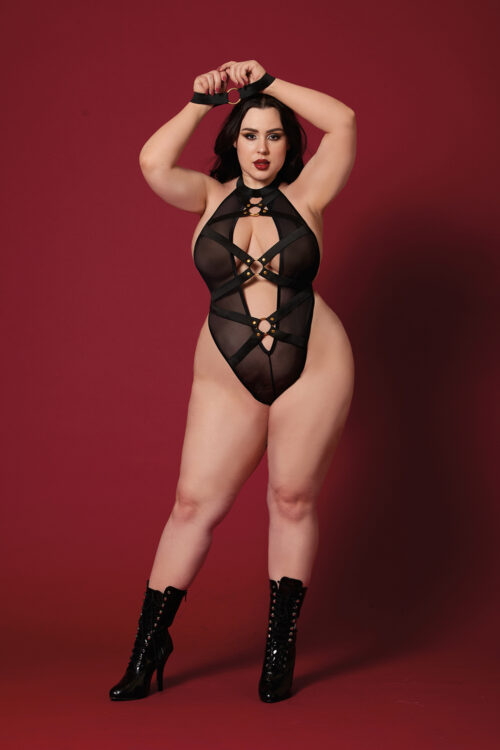 Fetish Teddy And Restraints Dmnd - One Size - Black By Dreamgirl