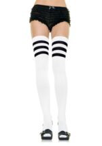 athletic ribbed thigh highs - One Size - Black/white White by Leg Avenue