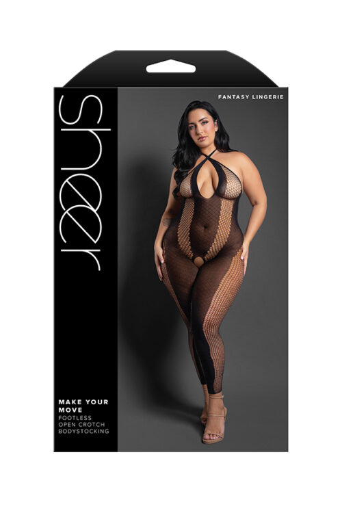 Make Your Move Footless Open Crotch Bodystocking - Os - Black By Fantasy Lingerie