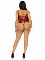 net and lace keyhole halter bodysuit - one size - black by Leg Avenue