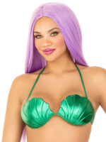 mermaid shell bra top - large - green by Leg Avenue