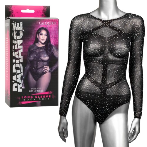 Long Sleeve Teddy And Thigh Highs - One Size - Purple Radiance Body Suit Black By Calexotics