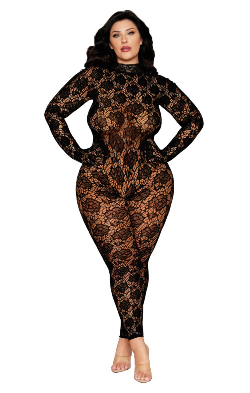 Gloved Bodystocking Dmnd - One Size - Black By Dreamgirl