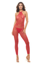 love stroke stones heart bodystocking and g-string black - os Red by Rene Rofe