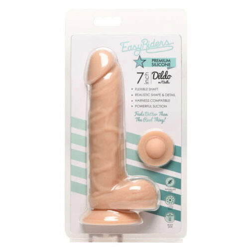 7 Inch Dildo Easy Riders 7&Quot; Silicone With Balls Beige By Curve Toys