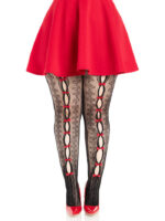 plus sweetheart striped tights black pink - 1x 2x - Black/pink Multi by Leg Avenue