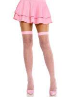 rhinestone fishnet stockings Viv Net Rhinestoned Backseam Thigh Highs O/s Pink by Leg Avenue