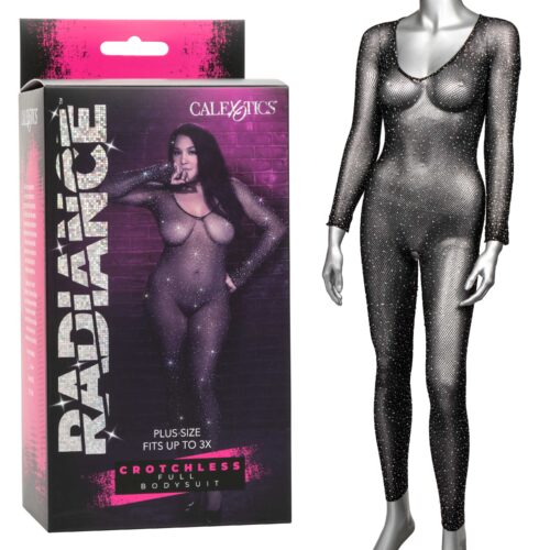 Radiance Crotchless Full Body Suit - One Size - Black By Calexotics