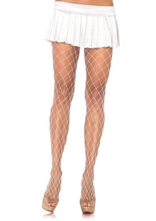 Spandex Fence Net Stocking Plus Size Xena Diamond Tights White By Leg Avenue