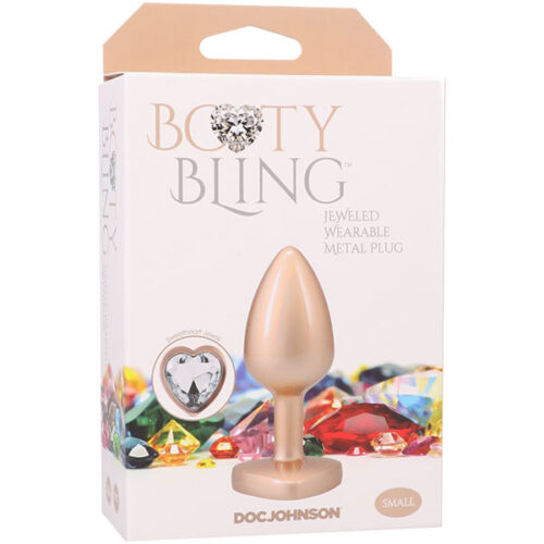 Gem Anal Plug Booty Bling Metal Heart Gold By Doc Johnson