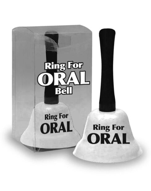 Ring Bell Oral white novelty bell by Little Genie — playful couples gag gift