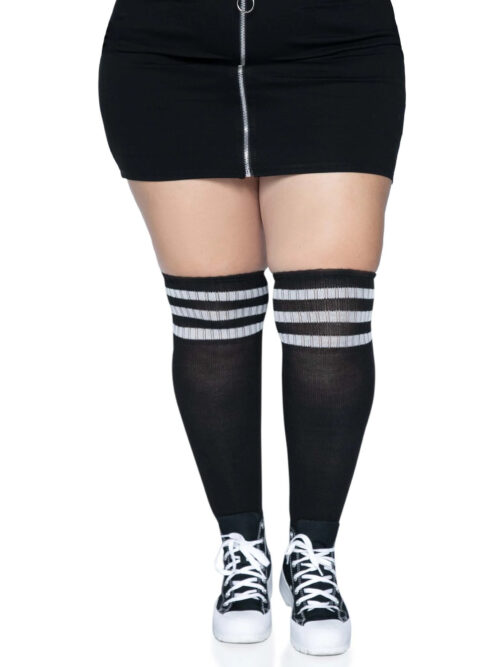 Novelty Knee High Socks Over The Athletic -1X/2X - Black/White Black By Leg Avenue