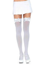 opaque thigh highs With Satin Bow Accent White by Leg Avenue