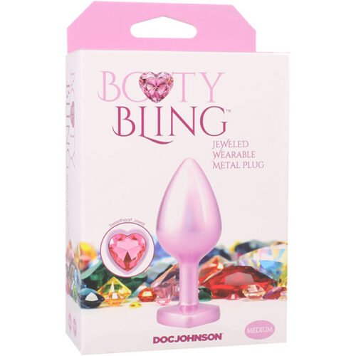 Gem Anal Plug Booty Bling Metal Heart Pink By Doc Johnson