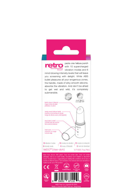 Retro Bullet Vibrator Rechargeable Pink By Vedo